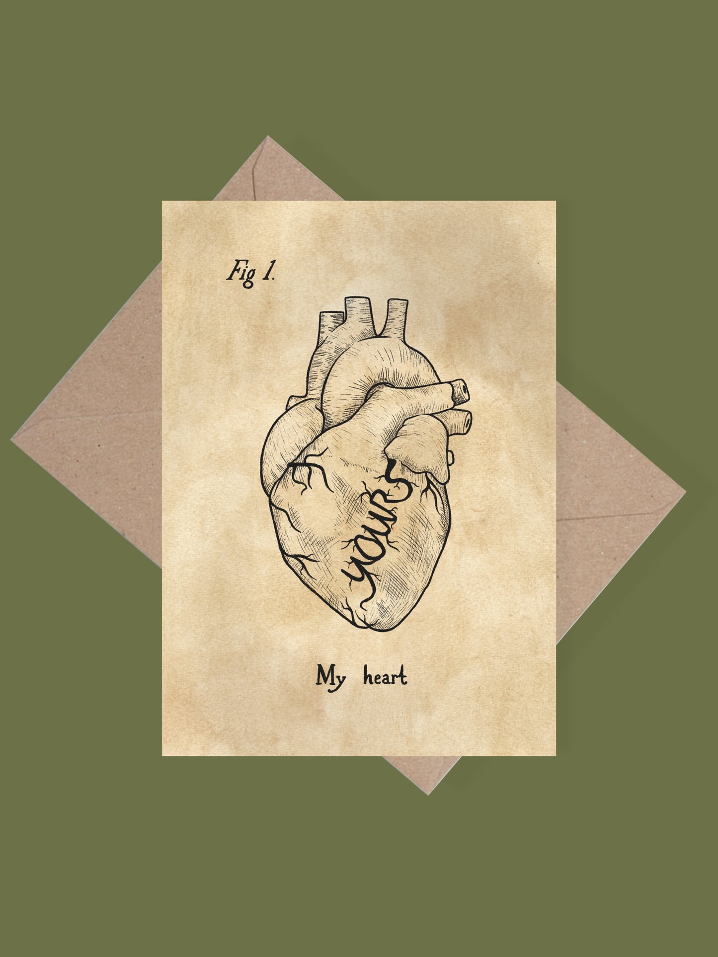 My heart gothic greetings card