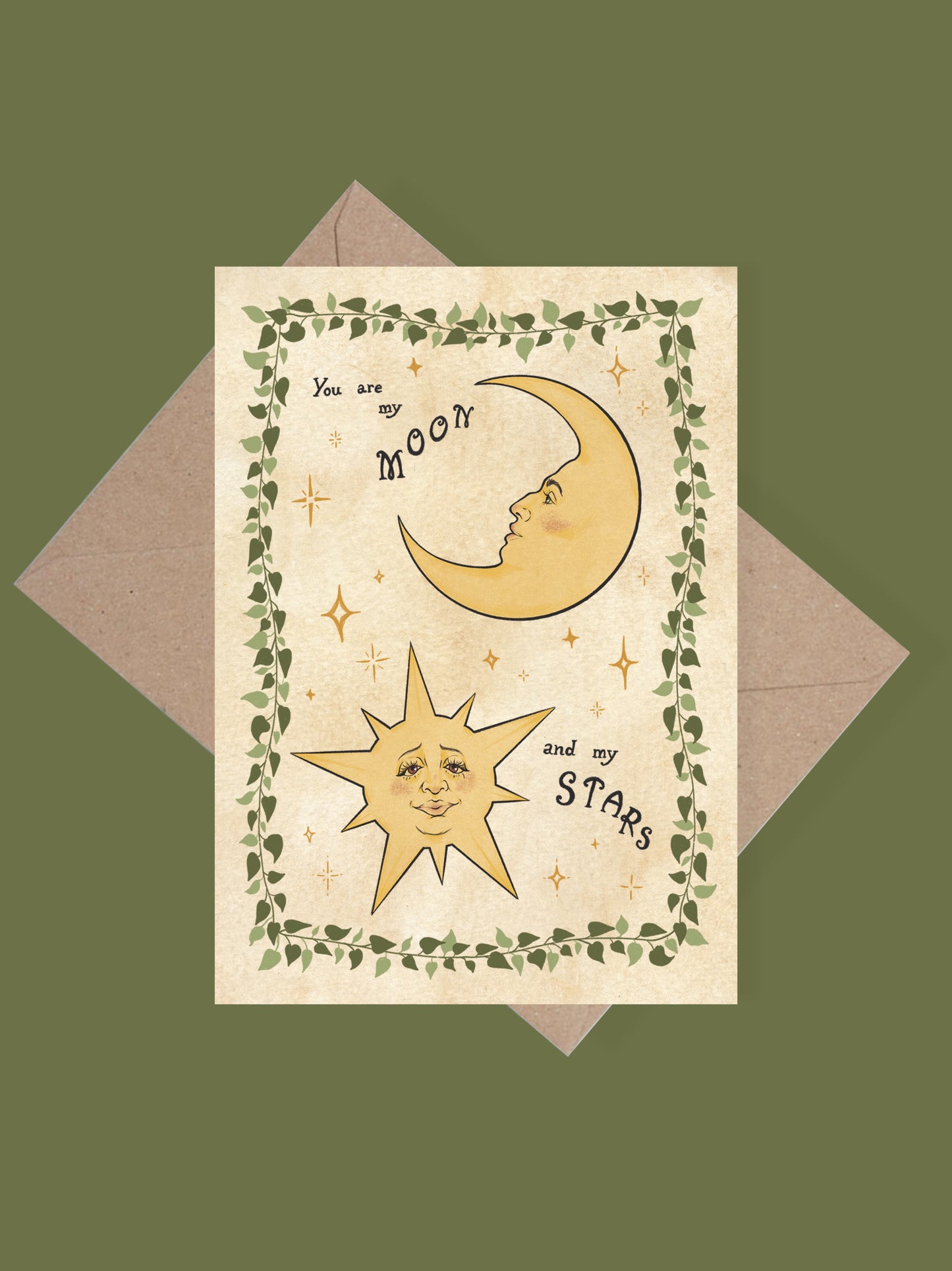 You are my moon and my stars vintage celestial greetings card