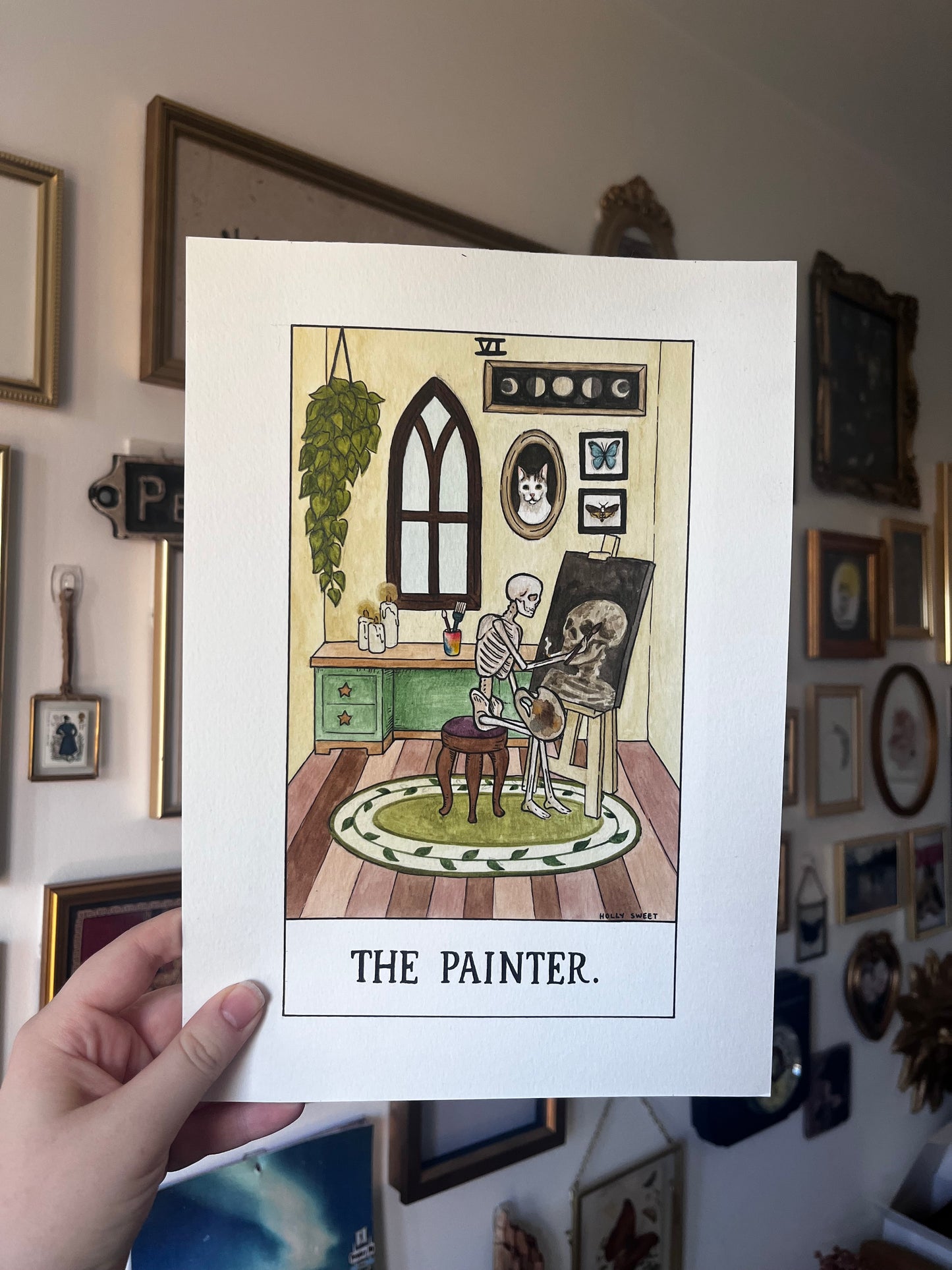 Original The Painter artist skeleton painting