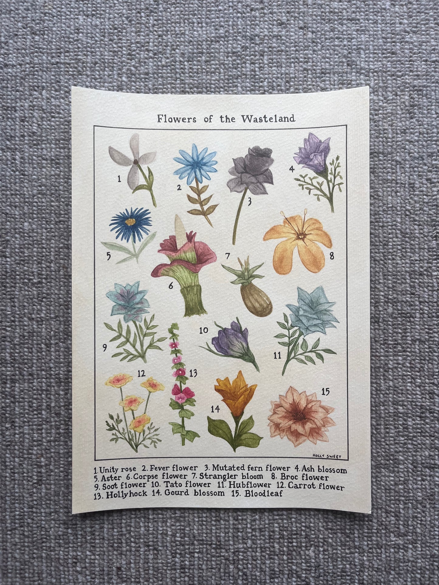 Original Flowers of the Wasteland watercolour painting