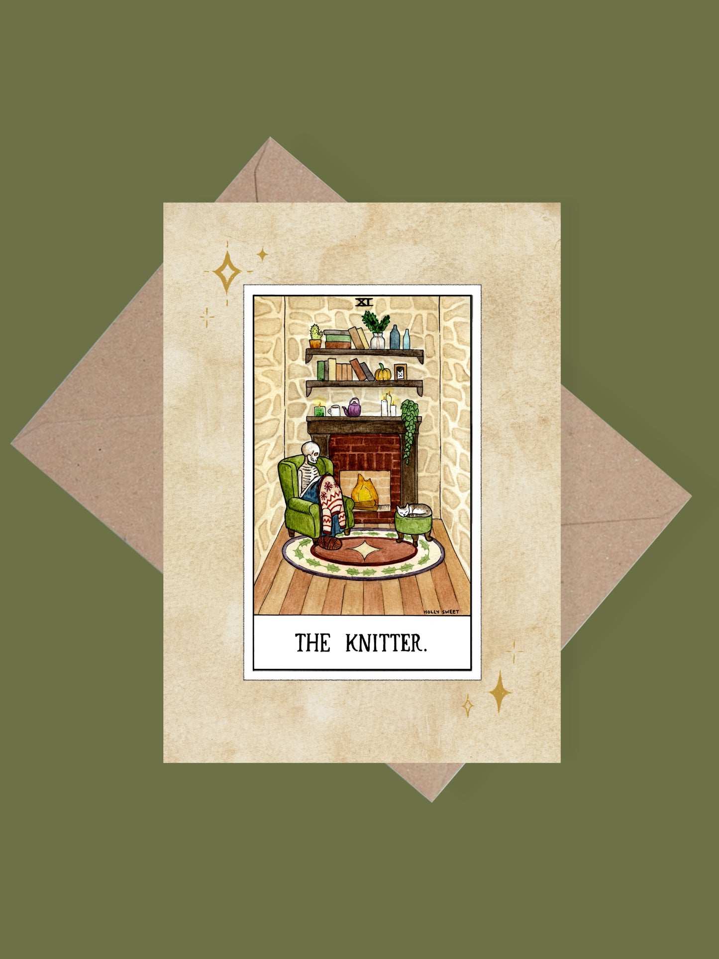 The Knitter greetings card