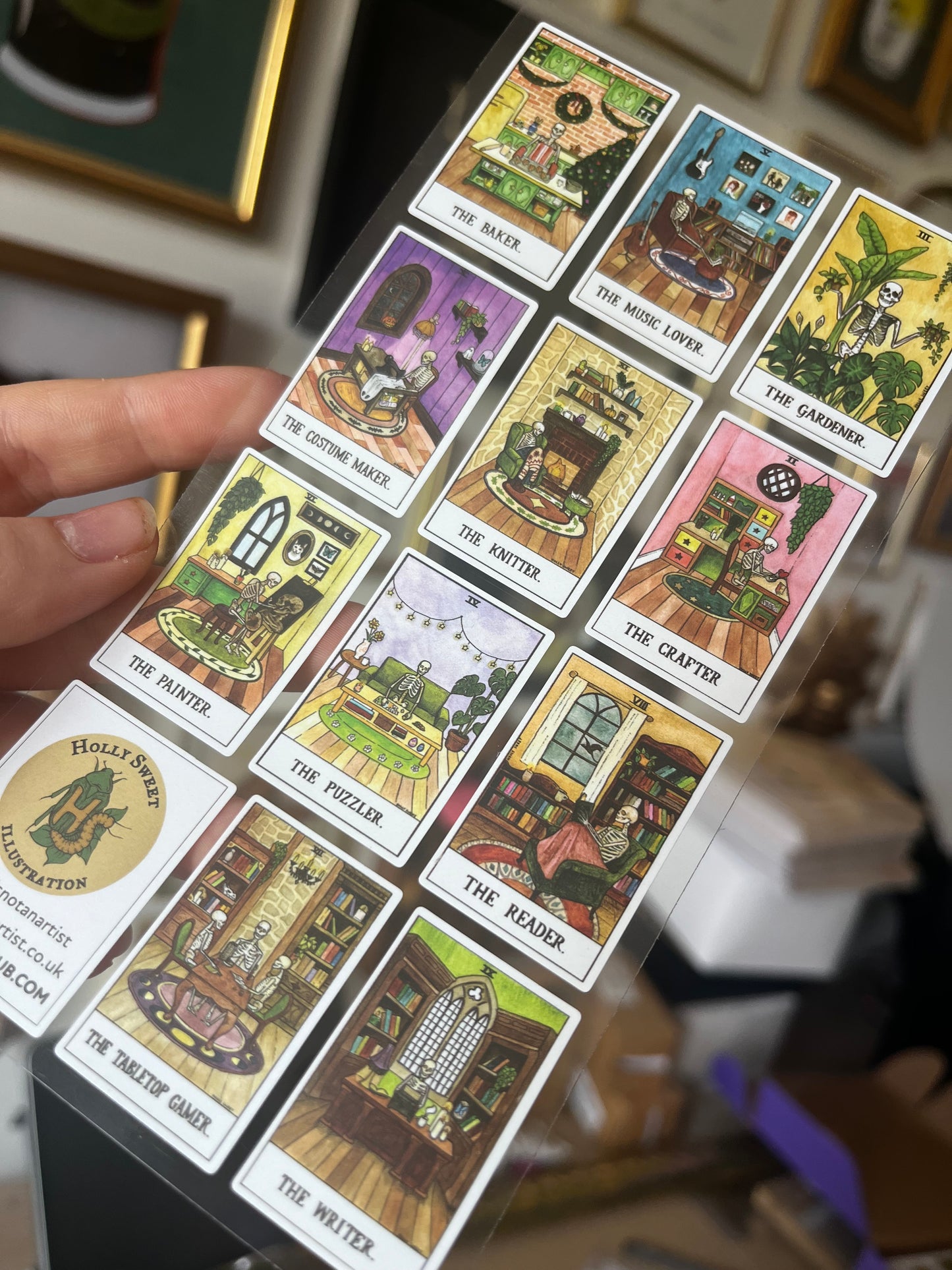 Skeleton tarot sticker sheets (Stickii Club x hollyisnotanartist)