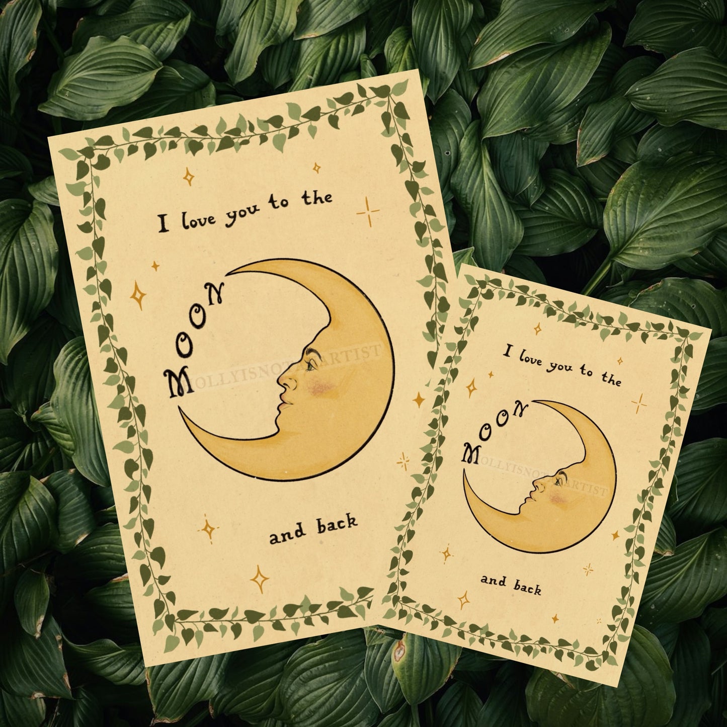 I love you to the moon and back vintage celestial prints