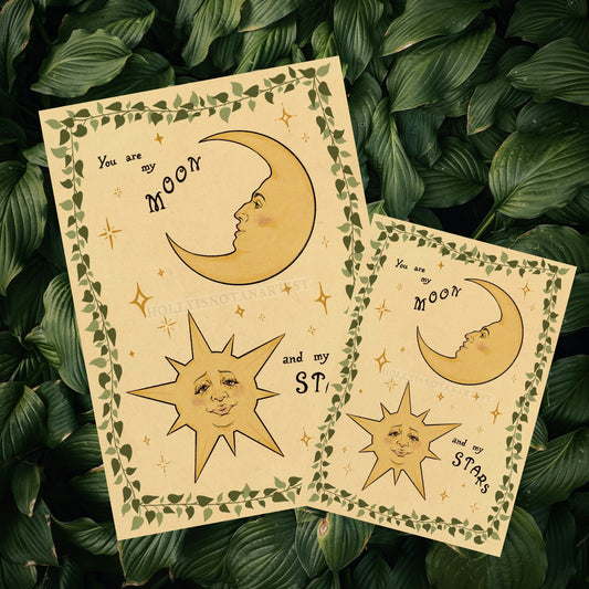 You are my moon and my stars vintage celestial prints