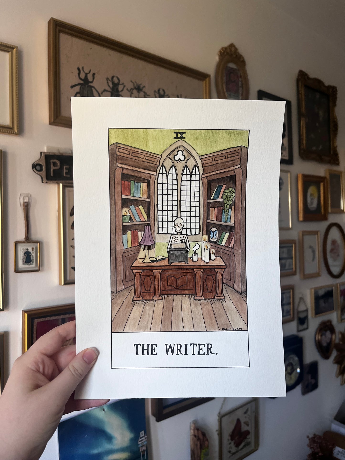 Original The Writer cosy skeleton painting