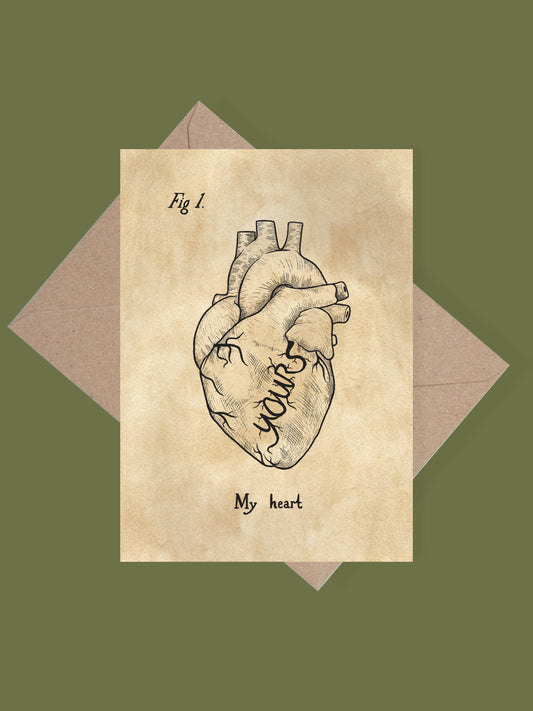 My heart gothic greetings card
