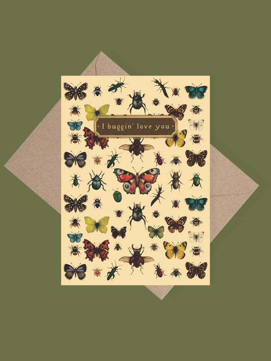 I buggin’ love you insect greetings card