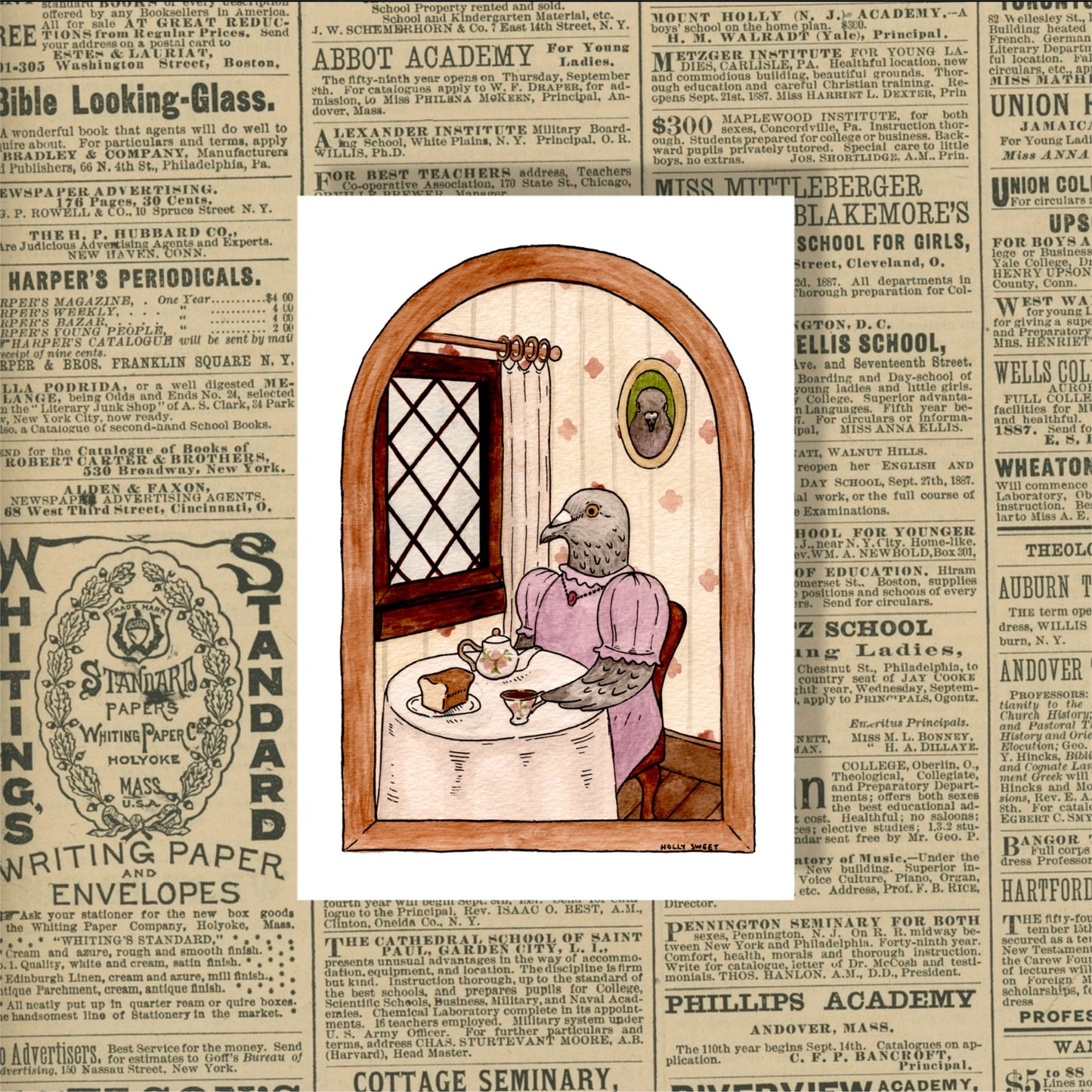 Pigeon tea party prints