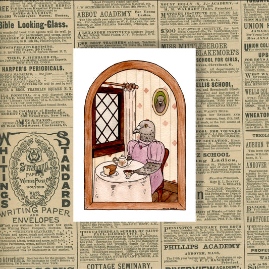Pigeon tea party prints
