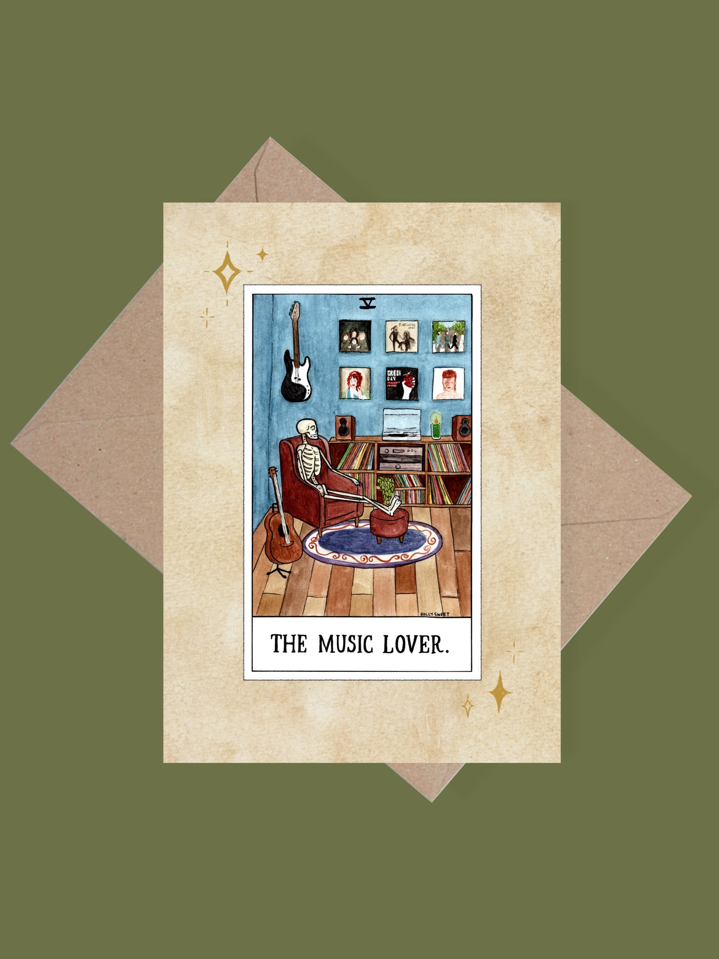 The Music Lover vinyl greetings card