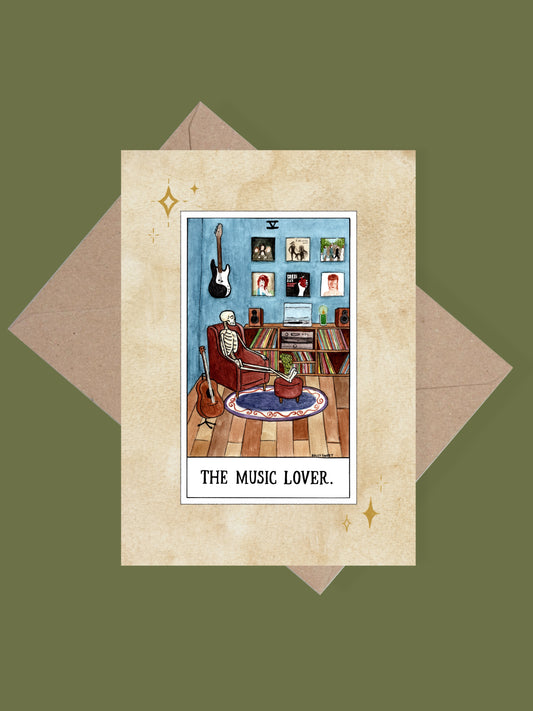 The Music Lover vinyl greetings card