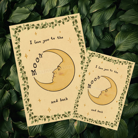 I love you to the moon and back vintage celestial prints