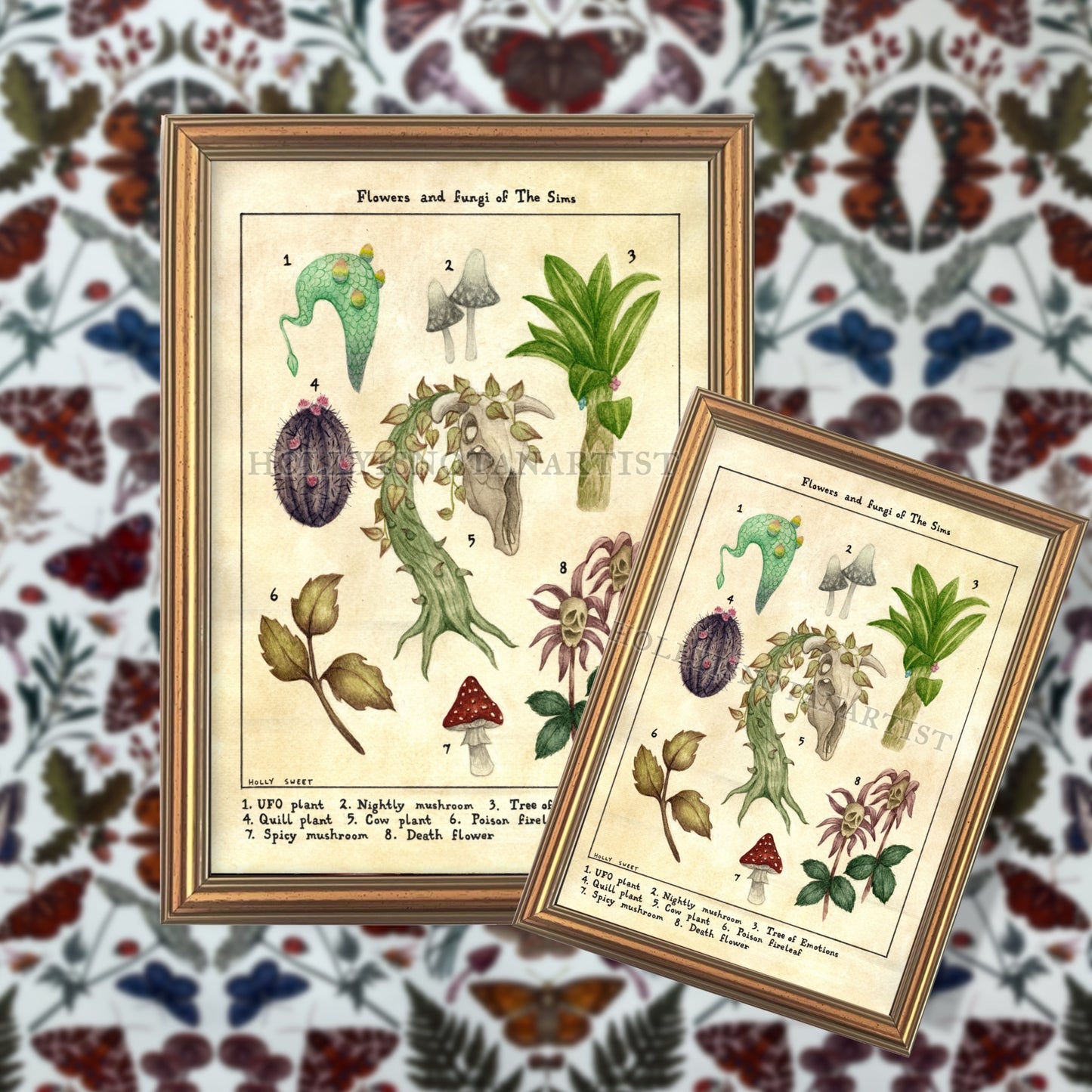 Flowers and fungi of The Sims vintage flora print