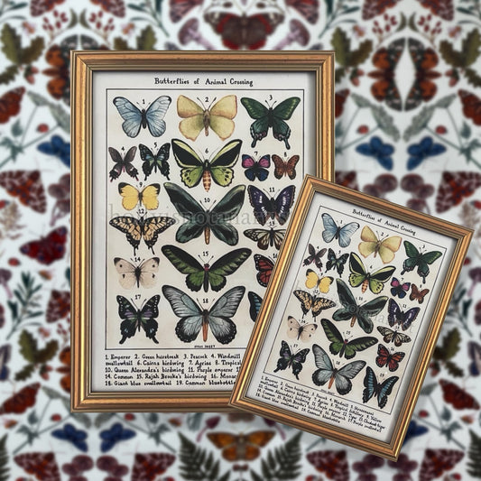 Butterflies of Animal Crossing vintage entomology print