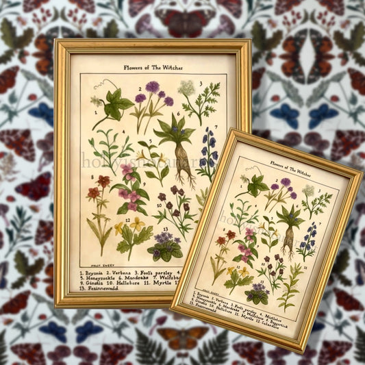 Flowers of The Witcher vintage flora print