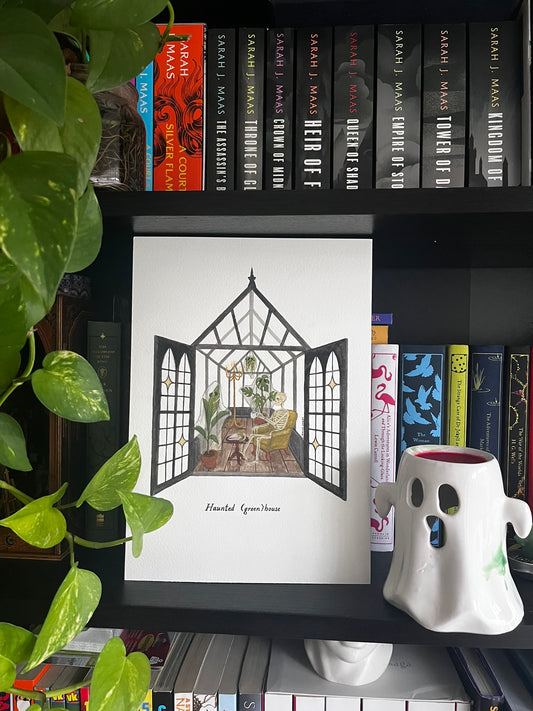 Original Haunted Greenhouse watercolour and gouache painting