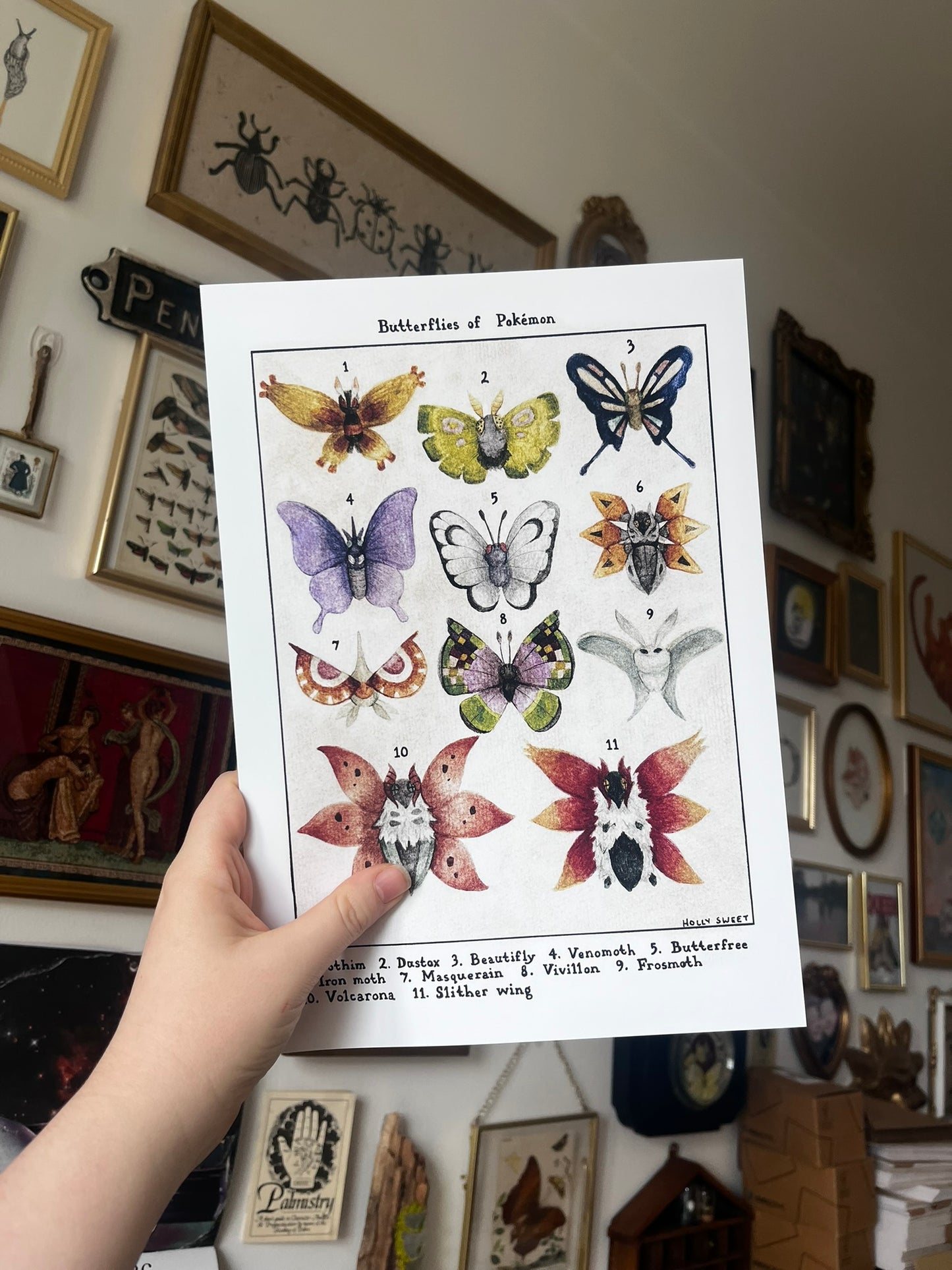 Butterflies of Pokemon vintage entomology print